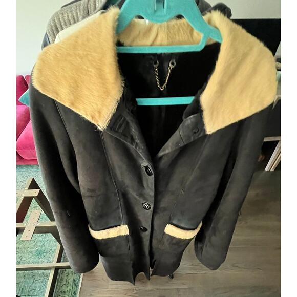Vintage Abito Penny Lane Boho Coat Black Suede Calf Hair Trim Sz L -Fits M $810 - Picture 16 of 16